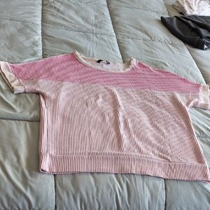 NWOT "DOKOTOO" Pink and light pink Women's short sleeve shirt, size S